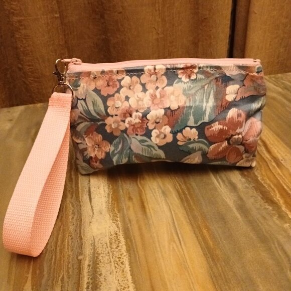 New Zippy Hanging Satin Wristlet Clutch Pouch Make-up Bags Floral Abstract print - Picture 3 of 14
